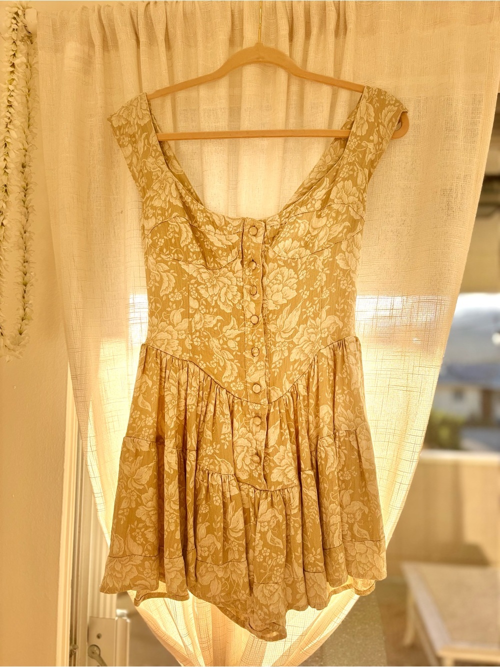 Vanessa Mooney Elisabeth Romper Floral Button-Front Summer Dress in Rayon Size S